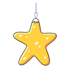 Yellow Christmas ornament bauble star isolated vector