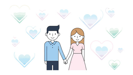 First Encounter: A couple is hand in hand creating a beautiful atmosphere, symbolizing the pure beginning of a lovely relationship. Capturing an image of love, care, and partnership.