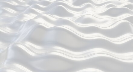 Minimalist smooth surface with undulating wave patterns in pure white coloration creating an