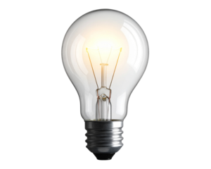 “Isolated light bulb glowing, transparent background, crisp lines, high-quality PNG.” 
