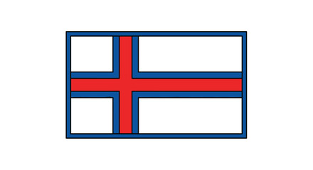 Obraz premium Simple illustration of the national flag of the Faroe Islands, featuring a red and blue Nordic cross on a white background.