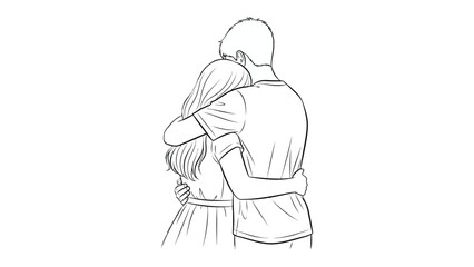 Caring Embrace: An artistic rendering of a tender hug, capturing a moment of intimacy and compassion between two individuals.