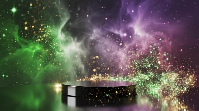 Seamless Stardust Trail with stardust cascade; product pedestal; seamless effect ad_ready green screen stardust trail style featuring
