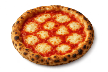 Margherita pizza with tomato and mozzarella on transparent background