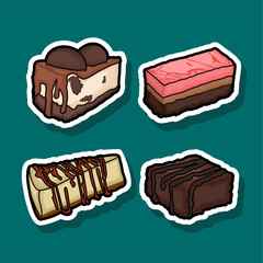 Collection of colorful hand drawn desserts
