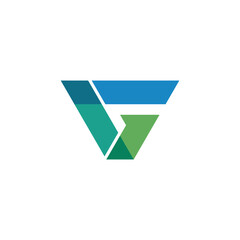Abstract geometric logo featuring interconnected blue and green shapes, forming a stylized letter G. Modern graphic for business, technology, and corporate branding