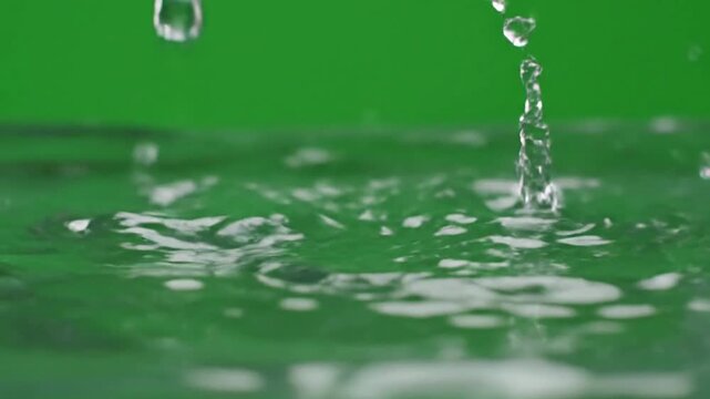 Nature's water droplet splashing into mud with water droplet hitting a surface effect green screen rippling distortions style