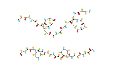 クリスマスのイルミネーションガーランドをモチーフにした装飾用デザイン。やわらかな光のラインとグリッター感が、冬や年末イベントの背景やデザイン素材として使いやすいビジュアルです。