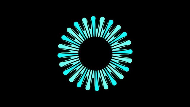 Cyan loading icon animation, circular progress bar on black background, futuristic digital interface element for web and app design