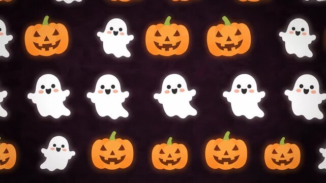 Spooky Halloween Pattern: A playful pattern of cheerful jack-o'-lanterns and friendly ghosts sets the scene for a night of trick-or-treating and spooky fun.