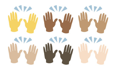 raising hands pair of hands raised in air happy joy celebration hand fingers emoji symbol sign icon vector illustration isolated flat