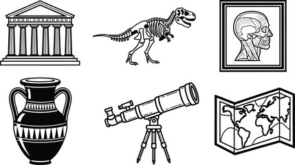 Museum Education History Icon Set Vector Illustration