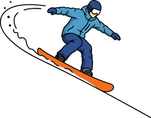 Fototapeta premium An elegant line art of a carving snowboarder