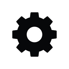 Black Gear Icon Symbolizing Engineering and Mechanical Design Concepts