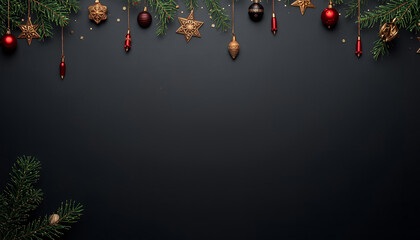  Corporate Christmas Layout in Black and Gold with Pine Branches &mdash; Presentation Slide