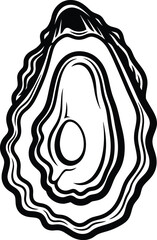 Abstract Oyster Shell Line Art Vector Illustration