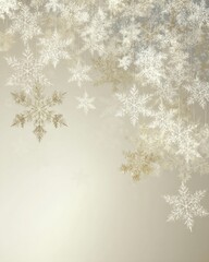 Soft neutral background with delicate falling snowflakes creating a winter look for seasonal designs and greetings