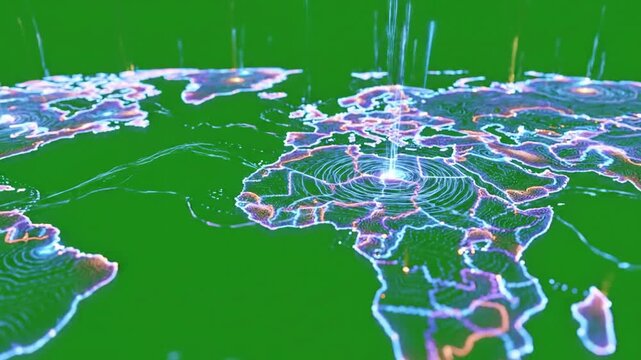 Animated Cartography Reveal with animated map highlighting different regions effect ad_ready green screen data visualization style