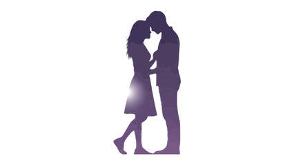 Romantic Embrace Silhouette: A tender silhouette of a couple, their figures entwined in an intimate embrace, symbolizes love, connection, and the bond of togetherness. 