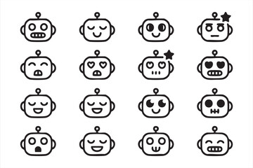 AI Robot Emotion Symbols for Messaging Platforms, Chatbots, and Interactive UI Elements