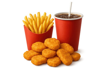 Fast Food Meal with Chicken Nuggets on a transparent background Image