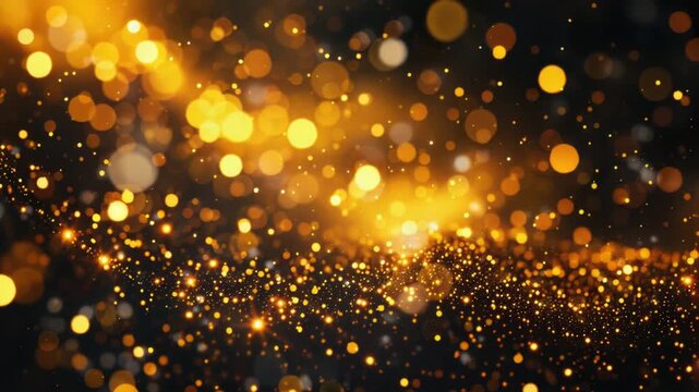 Video A close-up shot of a black and gold background filled with various lights