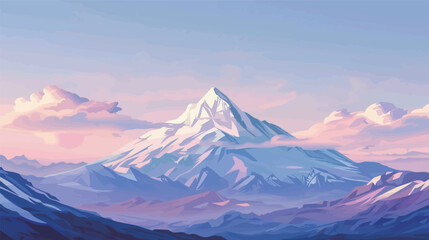 Majestic snow-capped mountain dominating the landscape with dramatic peak and alpine atmosphere, natural wilderness scenery