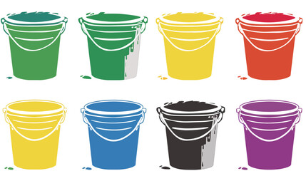 Paint bucket silhouette vector illustration with clean simple shapes, minimal graphic symbol representing painting, renovation and home improvement tools, suitable for icons, signage, branding