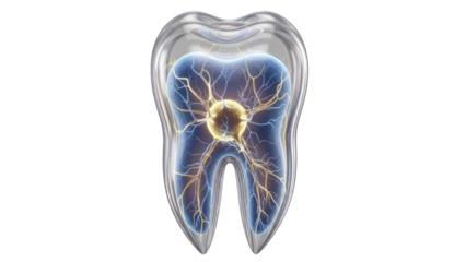 Transparent Tooth Anatomy Illustration on White Background