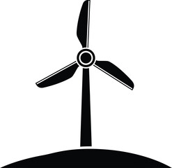 Wind turbine renewable energy silhouette vector illustration