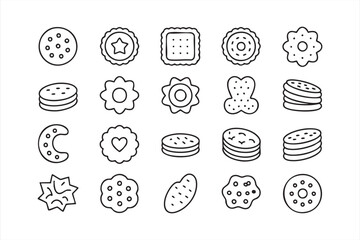 Assorted Cookie Symbols for Snack Packaging, Dessert Branding, and Culinary UI Kits
