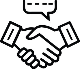 handshake with bubble vector icon