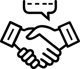 handshake with bubble  vector icon