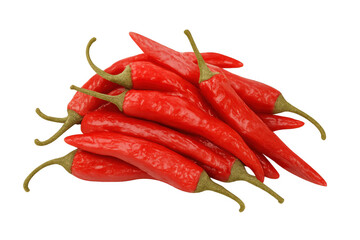 Red chili peppers forming a pile, vibrant spicy vegetables, fresh ingredient for food and cooking, transparent background