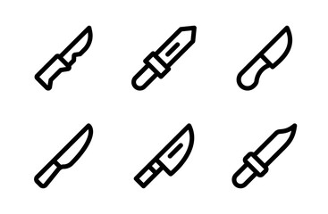 Sharp Knife Icon Set – Detailed Kitchen Cutting Tool and Culinary Symbol Collection for Cooking, Restaurant, and Food Design