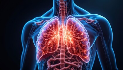 Breathtaking anatomical view of human lungs for medical research and healthcare marketing, showcasing respiratory health and pulmonary function in stunning detail