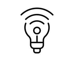 Wireless Light Bulb Icon Design with Signal Waves and Minimal Style