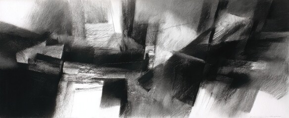 Fototapeta na wymiar Vivid charcoal drawing showcasing striking contrast and energetic flowing strokes