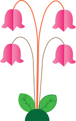Fototapeta premium Pink bell flowers on stems with leaves