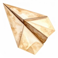 Watercolor paper plane, tan hues, vintage aesthetic