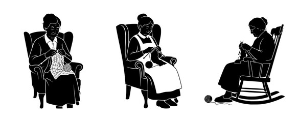 Three Women, Knitting in Seated Comfort