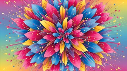Vibrant Abstract Floral Explosion &ndash; Colorful Digital Flower Art