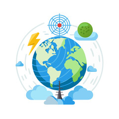 Naklejka premium Global Weather Radar Climate Monitoring Icon