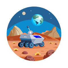 Space Rover Planet Exploration Icon