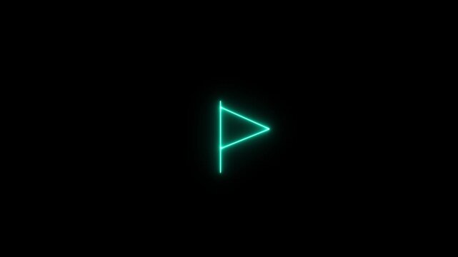 Neon triangle geometry flag, bright red polygon, futuristic math symbol UI element neon icon animation video.