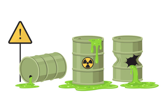 Chemical barrels. Suitable for safety manuals, toxic waste themes, industrial warnings, environmental protection materials, and scientific graphics.