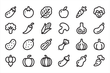 Farm-to-table vegetable icons for culinary and recipe branding