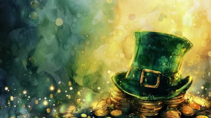 Video A green hat sits atop a pile of shiny gold coins