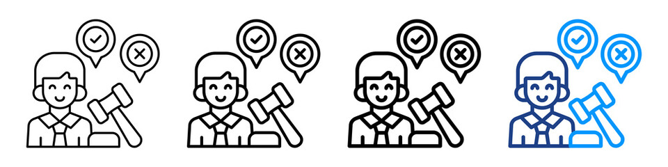 Court Decision Icon Different Style Outline Collection Set.