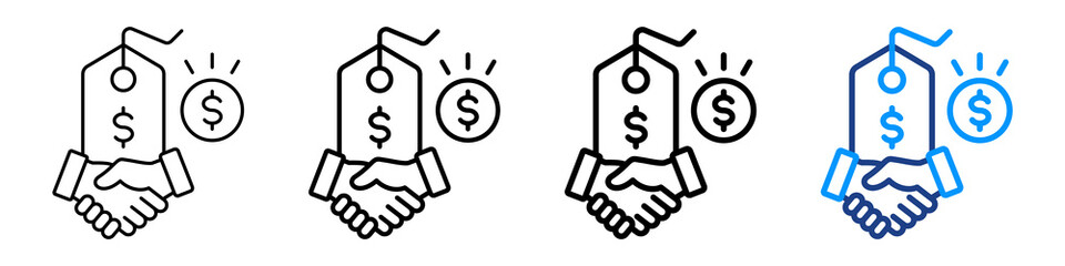 Price Agreement Icon Different Style Outline Collection Set.